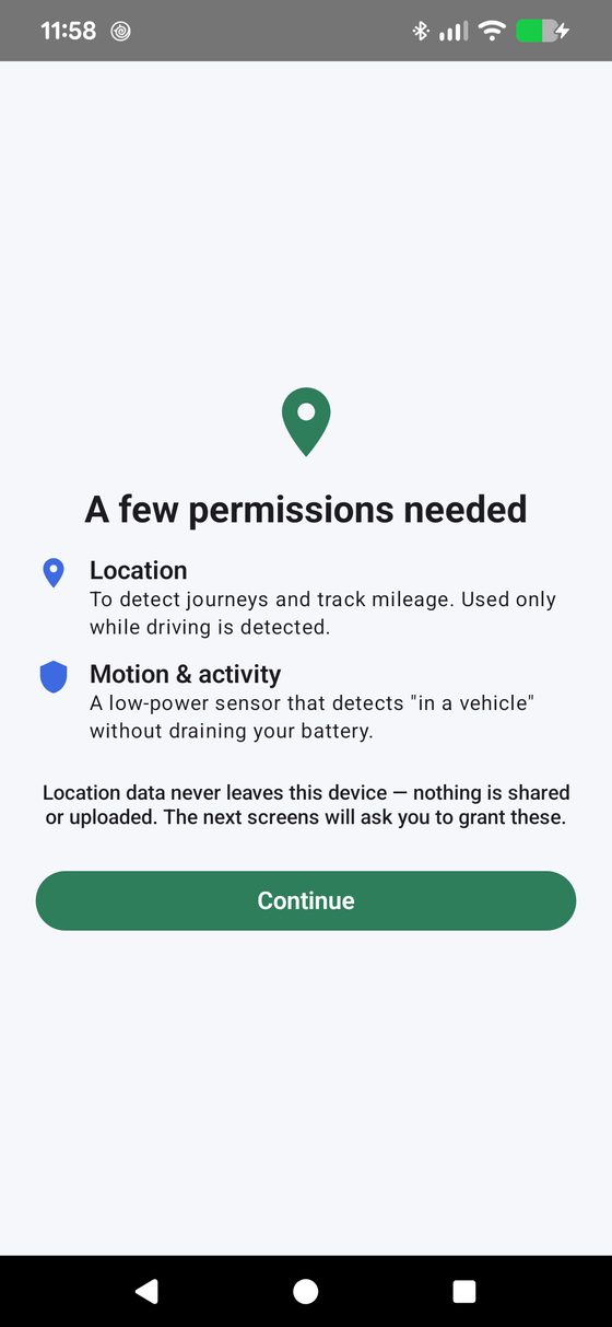 A few permissions needed screen listing Location and Motion and activity